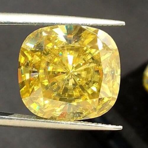 Wholesale Price Vivid Yellow Color Lab Grown Diamond Cushion Shape Princess Cut Sic Material Moissanites Loose Stone For DIY