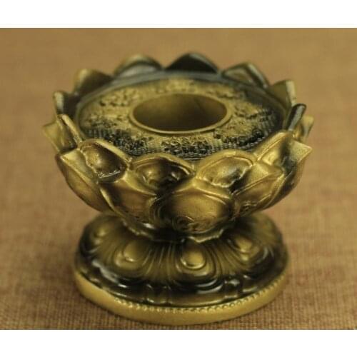 Resin Handle Prayer Wheel Base,Buddhist Tibetan Lotus Exquisite Eight Auspicious Symbol Pedestal,Green Copper Color Base