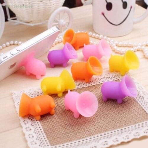 1000pcs/lot Pure Silica Gel Multi Color Pig Sucker Stand Holder for Car Mobile for Iphone X 8 7 6 5 Samsung Phone Accessory