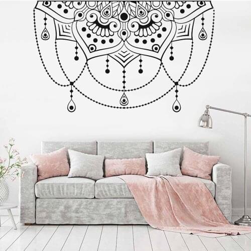 Half Mandala Wall Stickers Yoga Studio Home Decor Boho Meditation Vinyl Decals Living Room Bedroom Headboard Decoration Z845