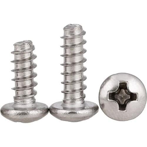 Wkooa Stainless Steel 304 M1.2-M2.6 Flat end Self Tapping Screws Pan Head Phillips Drive