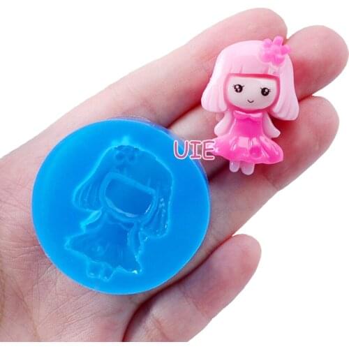 FYL525U 23mm x 31.3mm Cartoon Girl Silicone Mold Fondant Cake Decoration Candy Resin Clay Earrings Necklace Craft Soap Candle