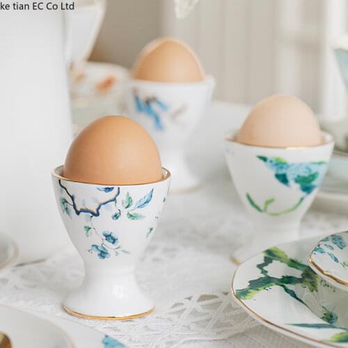 Breakfast Egg Cup European Bone China Egg Tray Ceramic Egg Rack Creative Steamed Egg Cup Household Egg Seat Table Utensils