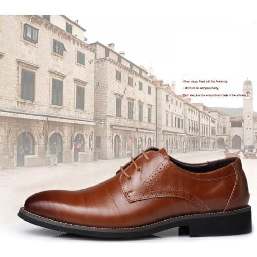 Mens Cowhide Leather Shoes Fashion Trendy Shoes Pointed Toe Single Shoes Business Mens Shoes Large Size Leather Shoes 48