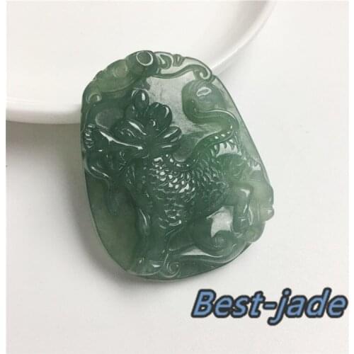 Vintage Kylin Natural Green Grade A jade Type A Jade Burma jadeite pendant Bead DIY Jewelry Baby Child Emerald Pixiu Dragon hang
