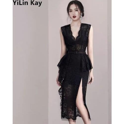 Летние платья с разрезом YiLin kay China At AliExpress