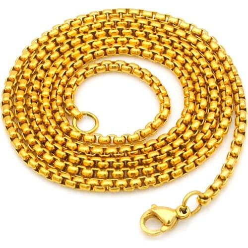 CHIMDOU women stainless steel chain men necklace jewelry accessories,box link chain Wholesale,3 colors AN324