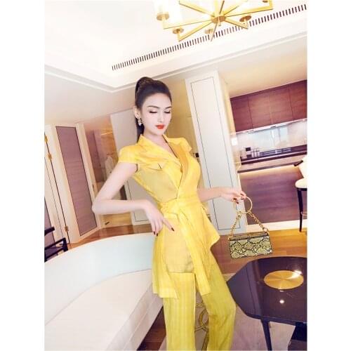 New summer and autumn office lady Fashion casual brand female women girls sleeveless shirt pants suits sets clothing