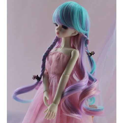 1/3 1/4 1/6 Bjd SD Doll Wig Wire Long Wavy Colorful With Braid Fashion Style Super Hair High Temperature