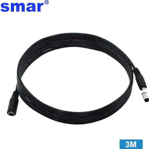 Smar 1pcs DC Power Extension Cable 3 Meter/ 10FT Jack Socket To 5.5mmx2.1mm Male Plug For CCTV Camera 12 Volt Extension Cord