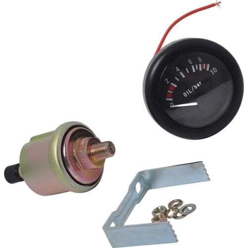 12V Boat Marine 0-10 bar Oil Pressure Gauge Pointer Meter 2'' 52mm w/ Sens