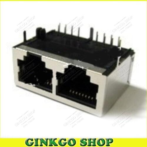 200pcs/lot 59/1x2 Shield Type 90 Degree Front Foot Dual RJ45 LAN Modular Network Connector Free Shipping