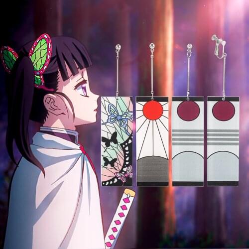 2021 Acrylic Drop Earrings Demon Slayer Kimetsu no Yaiba Blade of Ghost Earings For Women Men Cosplay Jewelry Accessories Gift