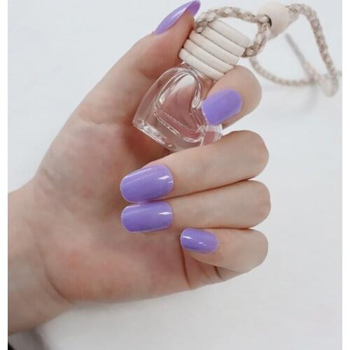 24pcs New design candy oval decorative fake nails long round section light purple L750