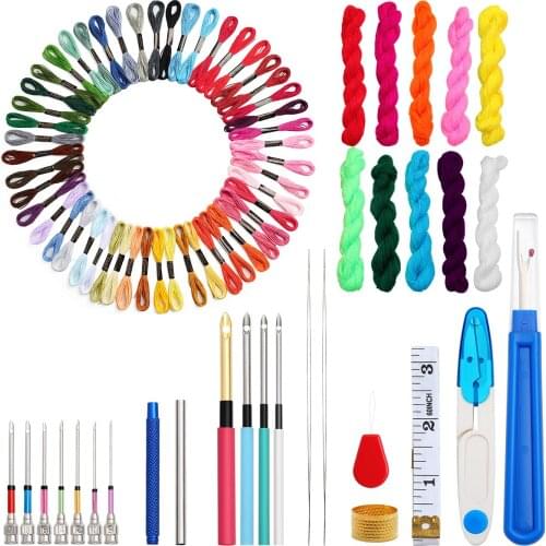 4 Style Punch Needle Kit New Arrival Punch Needle Embroidery With 50 Color Stitching Thread DIY Sewing Accessories For Women