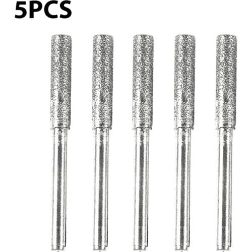 5PCS Coated Cylindrical Chainsaw Sharpener Burr Stone Round File Craftsman Grinding Rod Mill Rotary Tool Carving Grinding Tools
