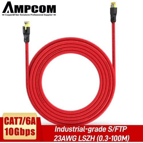 AMPCOM Cat7 Cat6a Ethernet Patch Cable S/FTP 23AWG 10Gbps Screened Solid Cable For Laptop Router PC Customizable length 0-100M