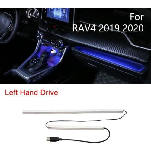 Car Center Console Atmosphere Lamp LED Dashboard Atmosphere Light Strips for Toyota RAV4 2019 2020 LHD