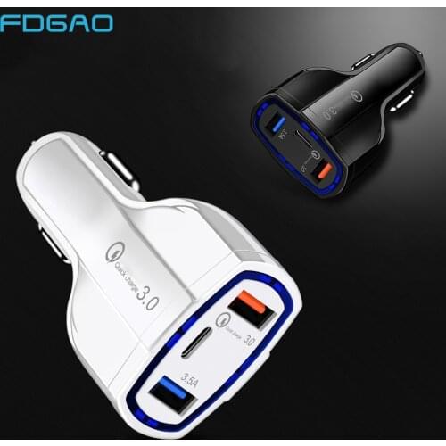 35W Quick Charge 3.0 QC 3-Ports USB Car Charger for Xiaomi Samsung QC3.0 Type C PD Fast Charging Adapter for iPhone 12 11 X XS 8
