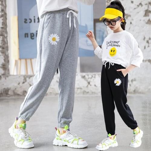 Summer Toddler Pants Fashion Children Spring Sport Pant Cotton Elastic Waist Trousers Black/grey Outerwear Clothes 6 8 12 15Yrs