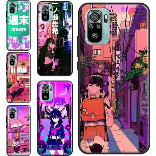 Vaporwave Glitch Anime Case For Xiaomi Redmi Note 10 Pro 8T 9S Note 7 8 9 Pro Cover For Redmi K40 9T 9C 9A 8A 7A