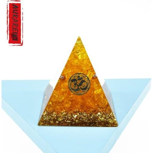 Citrine Orgonite Pyramid Wicca Rune Healing Meditation Orgone Helps To Calm Down Emotions And Relieve Tension Home Decoration