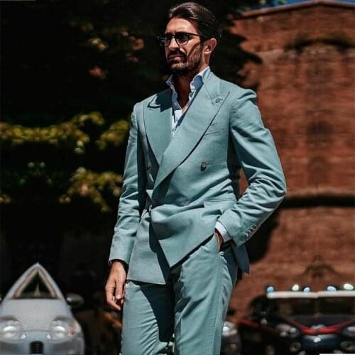 2021 Tailored Luxury elegant suits men groom wedding slim fit Wide pointed lapel man formal Business Casual Blazer jacket pants