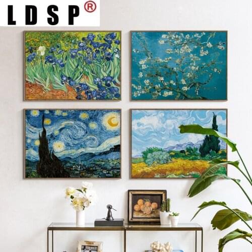 LDSP Elegant Poetry Night Starry Sky Van Gogh Famous Artist Wall Art Print Poster Wall Picture Canvas Painting Sofa Home Decor