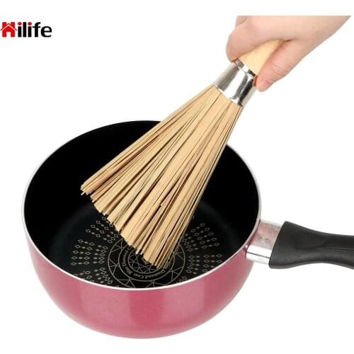 Wash Pot Brush Wooden Handle Non-stick Oil Durable Natural Bamboo Brush Handmade Wash Dishes