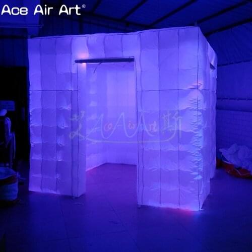 Hot sale 2.2m L*2.2m W*2.2m H illuminating inflatable photo booth,social booth with colourful LED