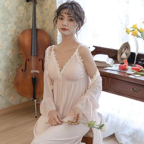 Summer Modal Bathrobe Solid Woman Sleepwear Soft Loose Robe and Nightgown Sets Suspenders Two-piece Nightdress Sexy Nightwear