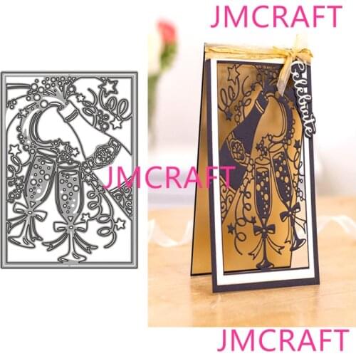 JMCRAFT Wine Bottle Background Template #4 Metal Cutting Die For Scrapbooking Practice Hands-on DIY Album Card Handmade Tool