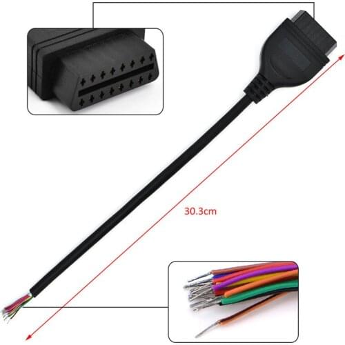 30cm OBD 2021 OBD2 16Pin Female Extension Opening Cable Car Diagnostic Tool Interface Connector OBD 2 OBD II Female Converter