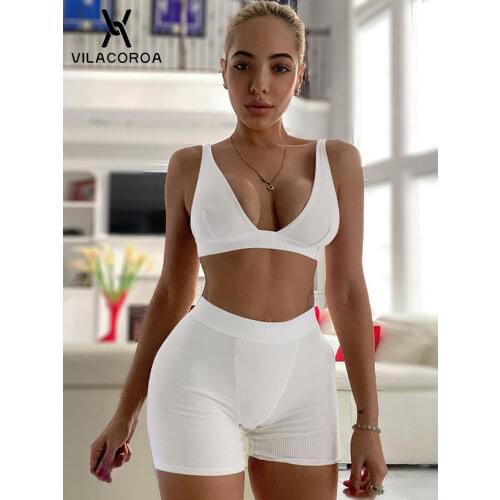 Sexy Womens 2 Piece Set White V Neck Ruffled Crop Top Elastic Waist Short Set Straight Shorts Womens Two Piece Set Lounge Wear