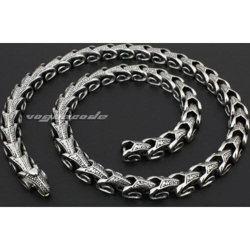 LINSION 18" ~ 36" 316L Stainless Steel Dragon Link Chain Mens Biker Rocker Punk Necklace 5A001N