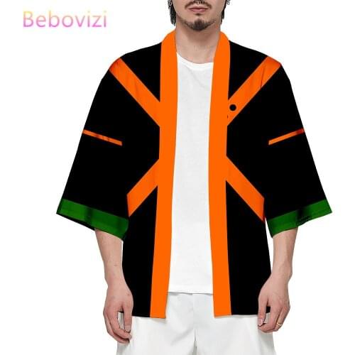 Fashion Orange Japanese Style Cat Samurai Kimono Streetwear Men Women Cardigan Japan Harajuku Anime Robe Clothing 2021 Summer