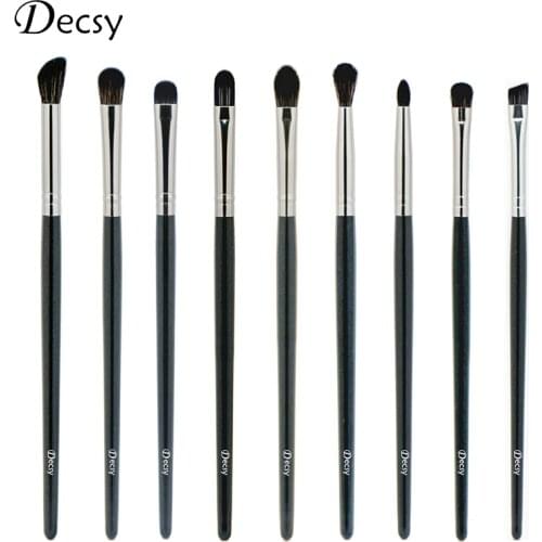 Decsy Eyeshadow Brush Set 9Pcs Makeup Brushes Black High Quality Eyes Shadow Brow Liner Eyebrow Make Up Brushes