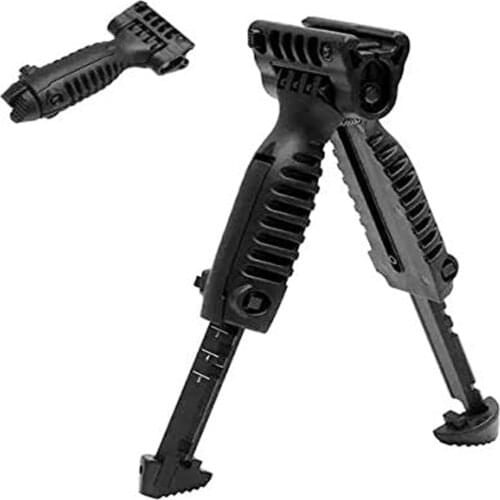 Nylon Tactical Bipod Adjustable Height Foregrip Gun Hand Grip Fits 20mm Picatinny Rail Retractable Stand,Black