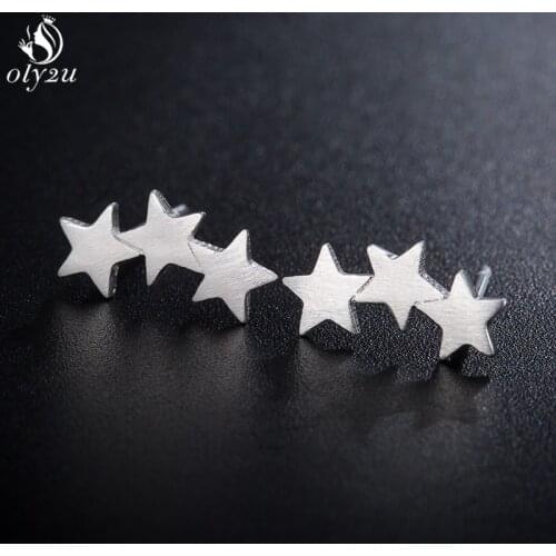 Oly2u Trendy Earrings Tiny 3 Star Stud Earrings for Women Wedding Jewelry pendientes mujer moda New Year Valentines Day Gift