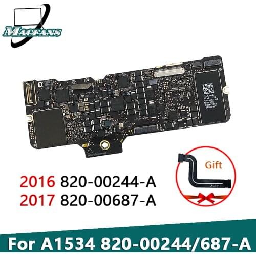 Tested Original A1534 Motherboard 820-00244-A for MacBook Pro Retina 13" A1534 Logic Board 1.1GHz 256GB/512GB 2016 Year