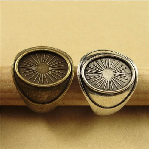 10pcs 14x10mm Oval Ring Base Bronze Alloy Ring Settings Blank Base Fit flat Glass Cabochon Buttons Ring Bezels Vintage Accessory