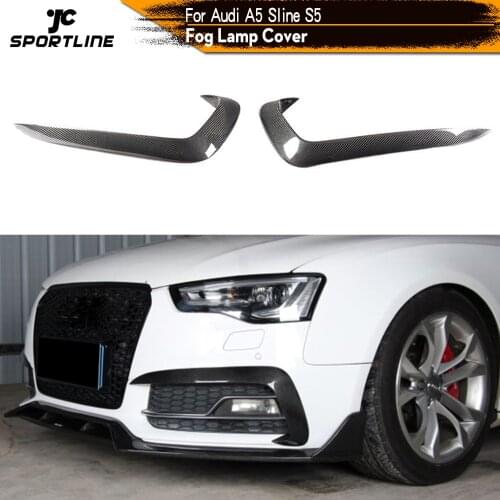 For Audi A5 Sline S5 2012 - 2016 Front Bumper Fog Lamp Canards Fins Vent Trims Splitters Carbon Fiber