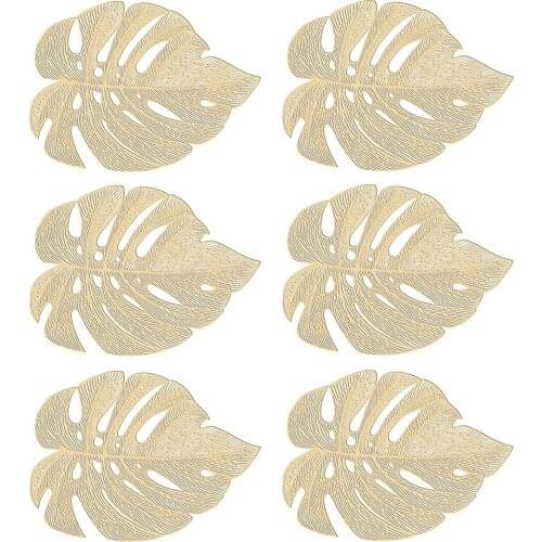 Table Pad Coaster 6pcs 7*7*39cm Home Party Gold 33X45CM PVC Non-slip Wedding Decoration Leaf Kitchen Tool Christmas Placemats