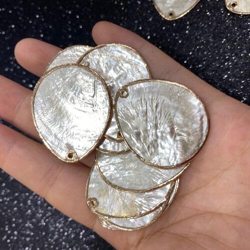 4Pcs Pendant Accessories Drop-shaped Yellow Shell Pendant For Jewelry Making Necklace Earring Handiwork Sewing Accessory