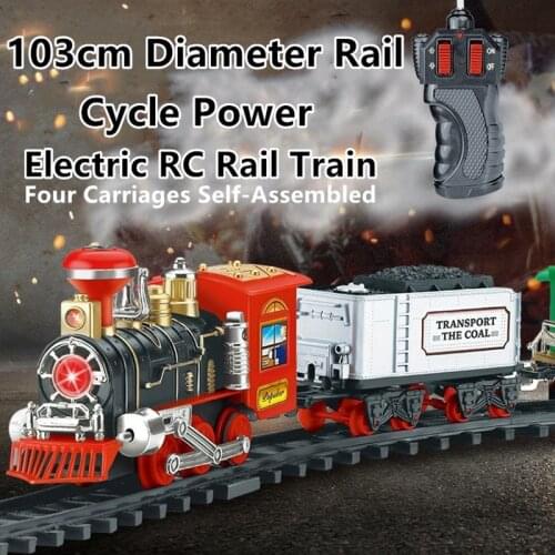 Electric RC Rail Train 103cm Diameter Large Size Smoke Simulation Model With Sound Remote Control Steam Train Childrens Toy