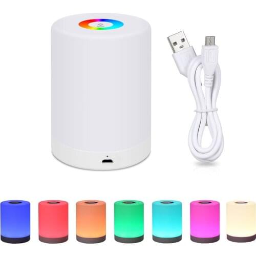 Portable Night Light Rechargeable LED Touch Control Lights Induction Dimmer Bedside Lamp RGB Color Change Reading Table Lamps