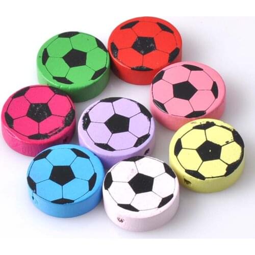 Mixed Football Painted Wooden Spacer Beads For Jewelry making DIY 20mm 50pcs MT0507