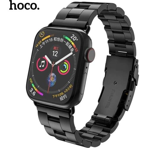 HOCO 2020 Stainless Steel Strap for Apple Watch SE Band 40mm 44mm Double Butterfly Buckle Strap for i Watch Series 6 5 4 3 2 1