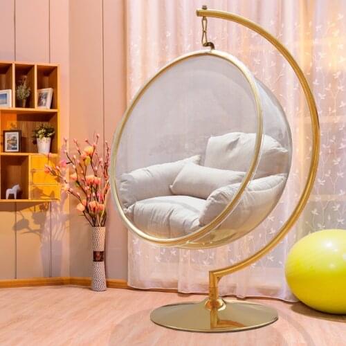 TT Bubble Chair Transparent Glider Single Cradle Chair Indoor Balcony Lazy Hanging Basket Chair Swing Rocking Chair