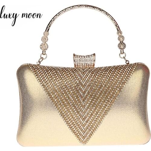 Womens Gold Clutch Bag Luxury Handbag Women Bags Designer Wedding Party Evening Bag for Bridal Rhinestone Shoulder Bag ZD1678